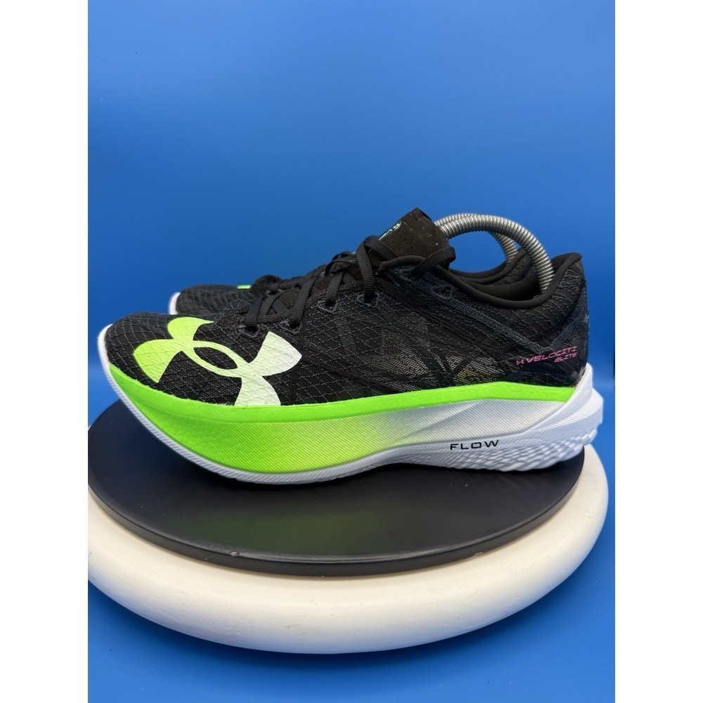 Under Armour Flow Velociti Elite 2 Men's 9 Black Green Running Shoes 3027205-005